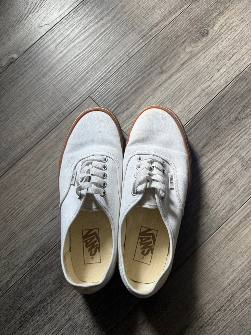 Vans White Canvas Low-Top Sneakers with Gum Sole